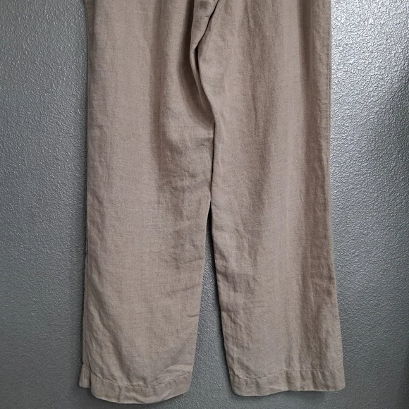 Tan 100% Linen Wide Leg Pants    Size 12 - Picture 6 of 7